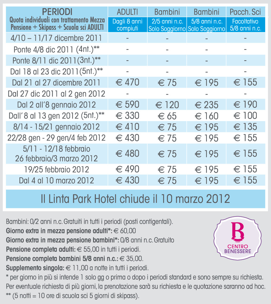 prezzi Linta Park Hotel Asiago