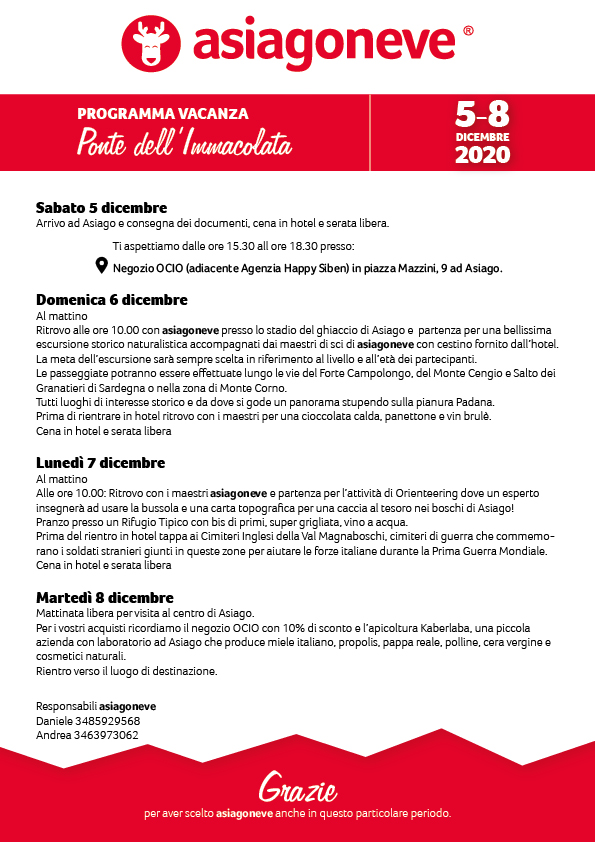 Programma Ponte Immacolata 2020